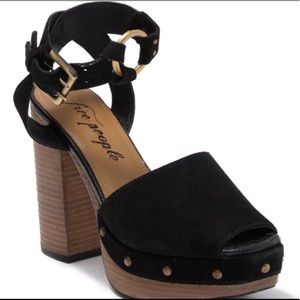 Free People Suede Platform Block Heel Sandals